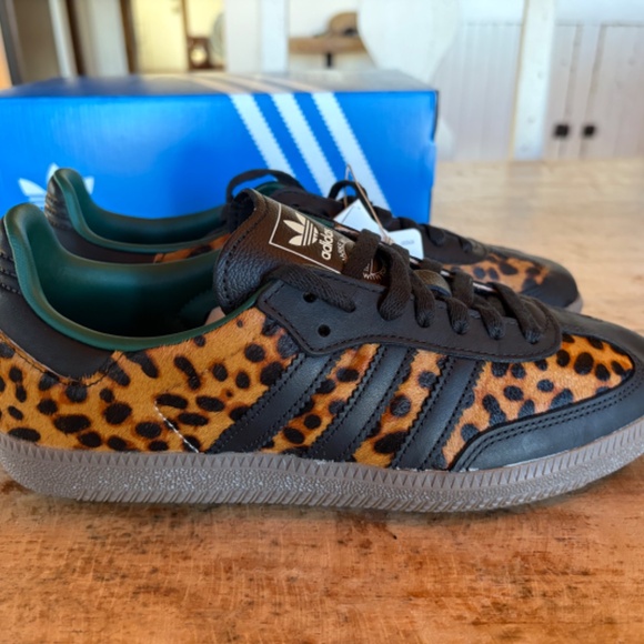 Adidas Samba OG, Black/Green/Leopard, Women's 8.5 - Picture 5 of 9